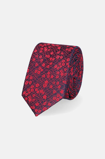 Krawat Bordowy Wzór w Czerwone Kwiaty Inna marka