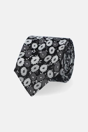 Krawat Czarny Jedwabny w Kwiaty Inna marka