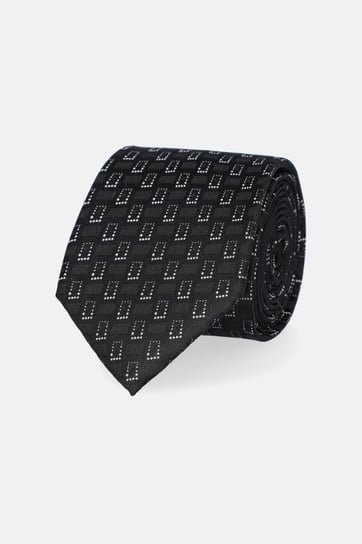 Krawat Czarny Jedwabny Wzór Geometryczny Inna marka