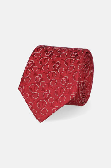 Krawat Czerwony Jedwabny Wzór Geometryczny Inna marka