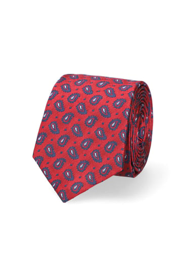 Krawat Czerwony Paisley Lancerto