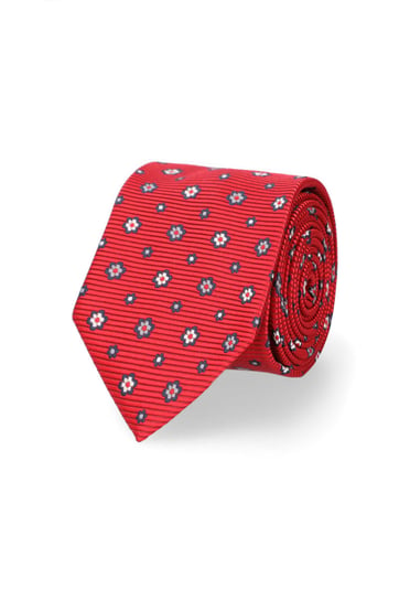 Krawat Czerwony w Kwiaty Lancerto
