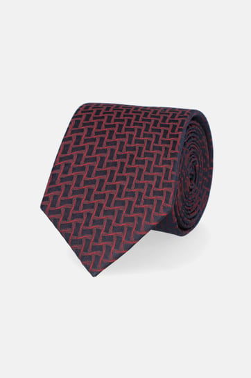 Krawat Granatowo-Bordowy Jedwabny Wzór Geometryczny Inna marka
