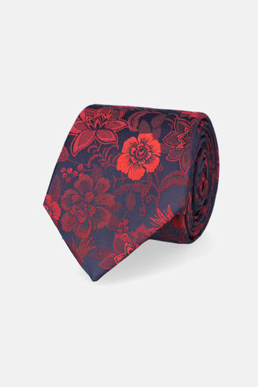 Krawat Granatowo-Bordowy w Kwiaty Inna marka
