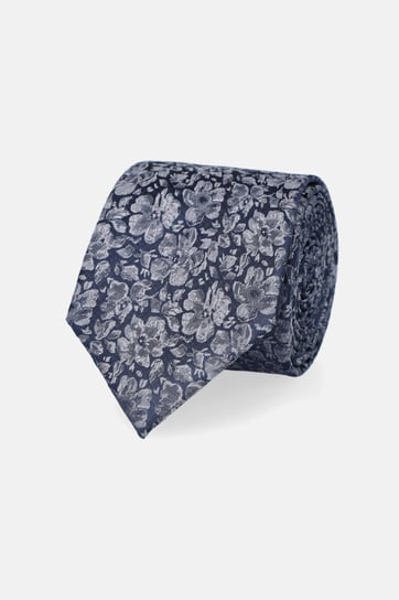 Krawat Granatowo-Szary w Kwiaty Inna marka