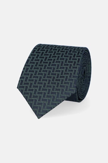 Krawat Granatowo-Zielony Jedwabny Wzór Geometryczny Inna marka