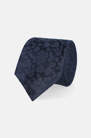 Krawat Granatowy Jedwabny w Dyskretne Kwiaty Inna marka