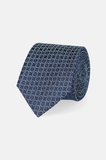 Krawat Granatowy Jedwabny we Wzór Geometryczny Inna marka