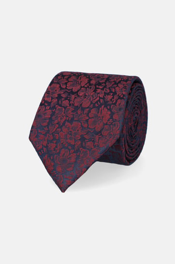 Krawat Granatowy w Bordowe Kwiaty Inna marka
