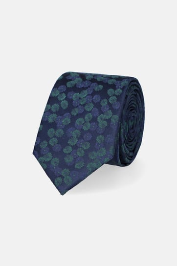 Krawat Granatowy w Drobne Zielone Kwiaty Inna marka