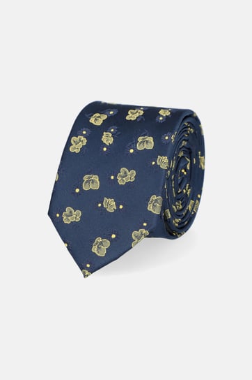 Krawat Granatowy w Kwiaty Lancerto