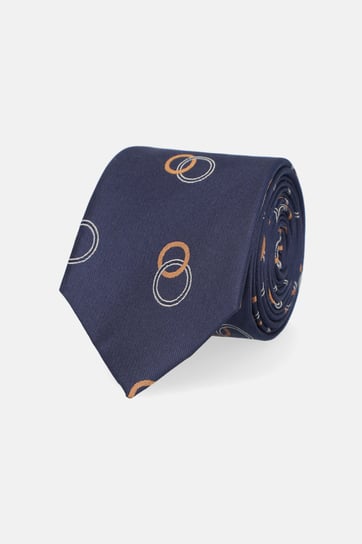 Krawat Jedwabny Granatowy w Delikatne Koła Inna marka