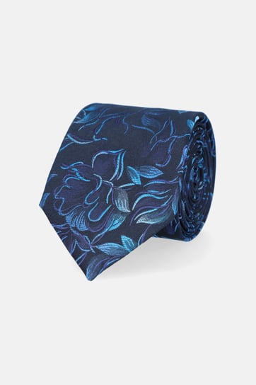 Krawat Jedwabny Granatowy w Kwiaty Inna marka