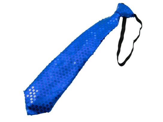 Krawat karnawałowy z cekinami, podświetlany LED, granatowy Folat