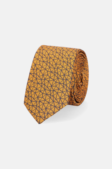 Krawat Musztardowy Wzór Geometryczny Inna marka