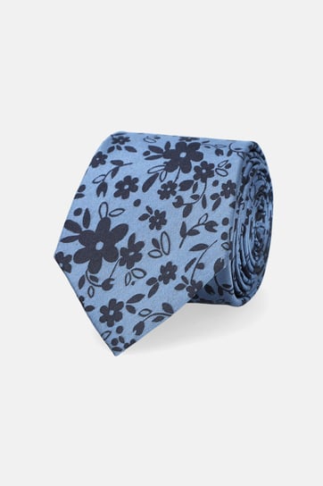 Krawat Niebieski Jedwabny w Ciemne Kwiaty Inna marka