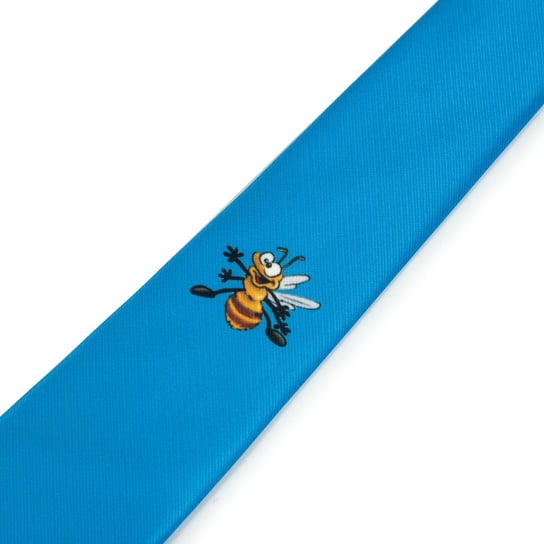 Krawat w kolorze niebieskim z pszczołą - KRAW5 BEE&HONEY