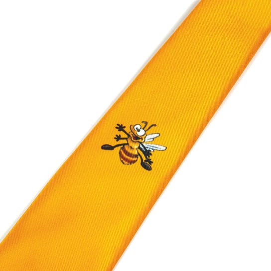 Krawat w kolorze pomarańczowym z pszczołą - KRAW7 BEE&HONEY