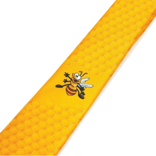 Krawat w motywie miodowym z pszczołą - KRAW3 BEE&HONEY