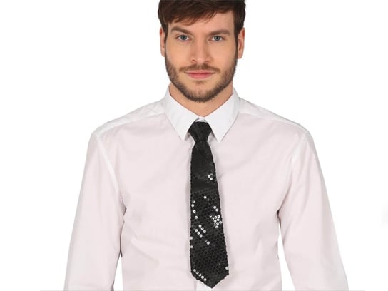 Krawat z cekinami czarny - 1 szt. Guirca