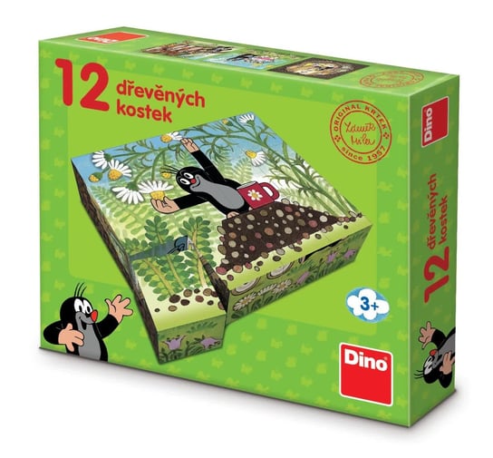 Krecik i Przyjaciele drewniane klocki obrazkowe puzzle 12 klocków 6 obrazków wiek dzieci 3+ Inna marka