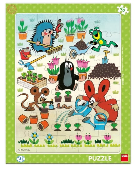Krecik i Przyjaciele Puzzle ramkowe W ogródku 40 el., obrazek o wymiarach 32x24 cm dla dzieci w wieku 3+ oryginalne z Czech Dino Toys