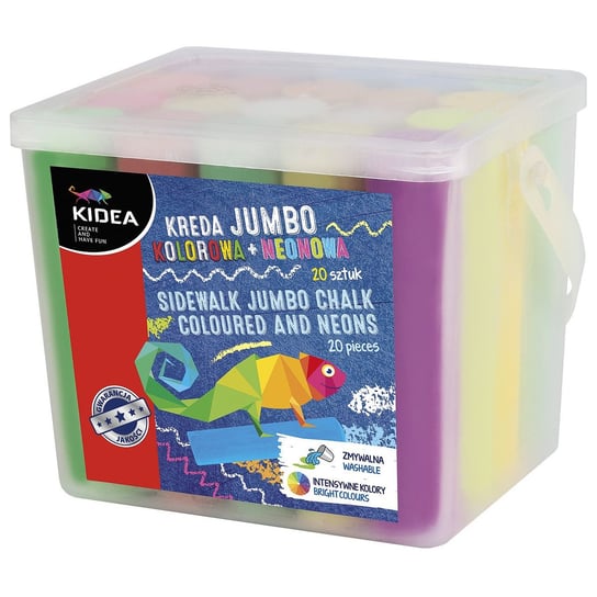 Kreda kolorowa i neonowa Jumbo Kidea, 20 sztuk KIDEA