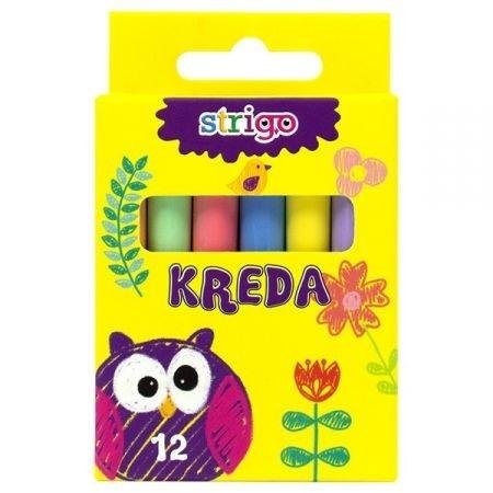 Kreda szkolna kolorowa 12 sztuk niepyląca STRIGO Strigo