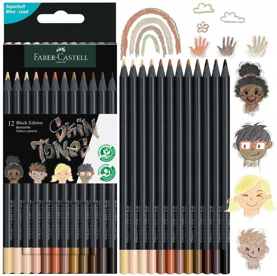 Kredki Black Edition w odcieniach skóry Skin Faber-Castell, 12 kolorów Faber-Castell