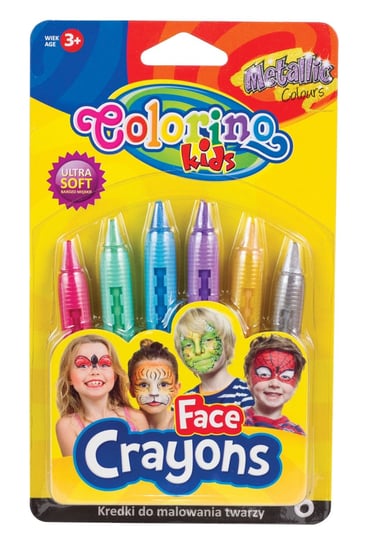 Kredki do malowania twarzy, metallic, Colorino Kids, 6 kolorów Colorino