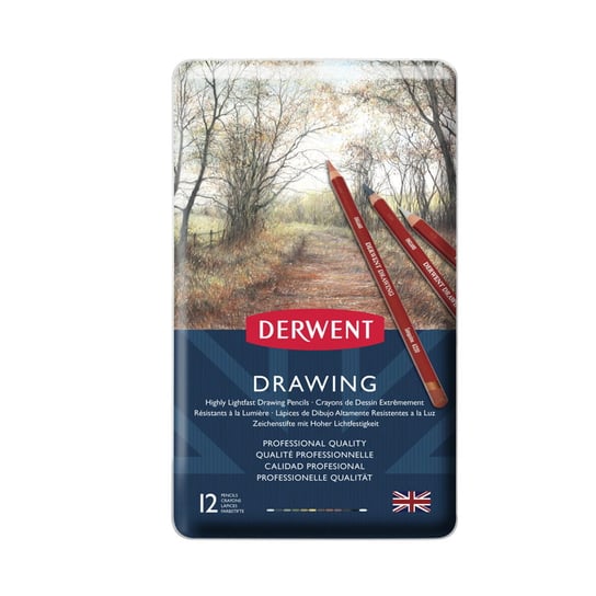 Kredki drawing komplet 12 sztuk opakowanie metalowe Derwent 0700671 Derwent