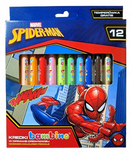 Kredki Grube Bambino 12 Szt. Spider-Man + Temp. Bambino