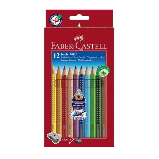 Kredki jumbo grip 12 kolorów temperówka Faber-Castell 110912FC Faber-Castell