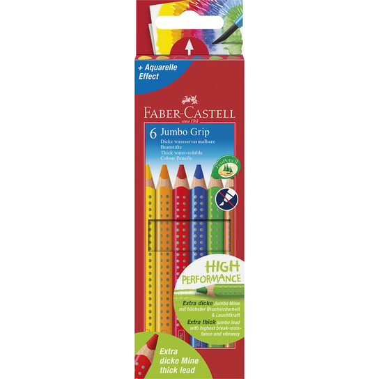 Kredki Jumbo Grip, 6 kolorów, Faber-Castell Faber-Castell