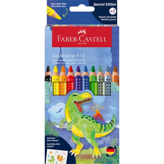 Kredki Jumbo Grip Faber-Castell  8 Kolorów + 2  Kolory Metaliczne + Naklejki Faber-Castell