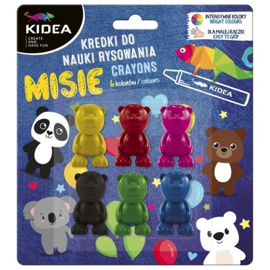 Kredki Misie do nauki rysowania 6 kolorów Kidea KIDEA