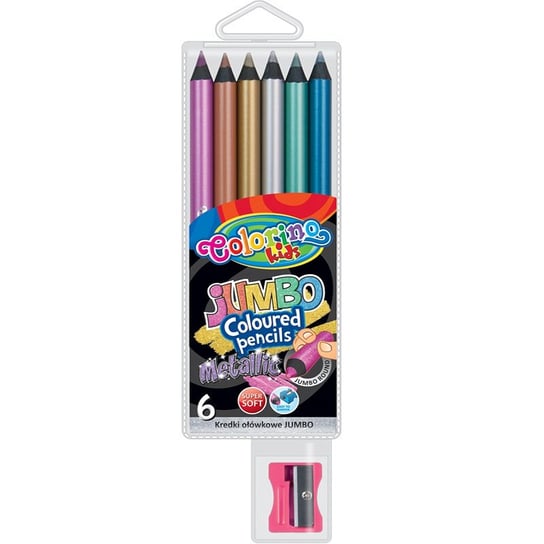 Kredki ołówkow Jumbo Colorino Kids, 6 kolorów metallic + temperówka Colorino