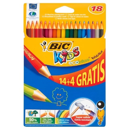 Kredki ołówkowe, 18 kolorów, Eco Evolution BIC