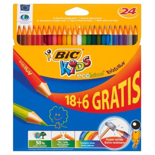 Kredki ołówkowe, 24 kolory, Eco Evolution BIC