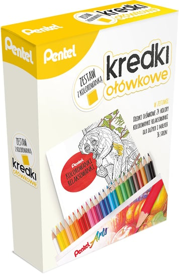Kredki ołówkowe, 24 kolory + kolorowanka Pentel