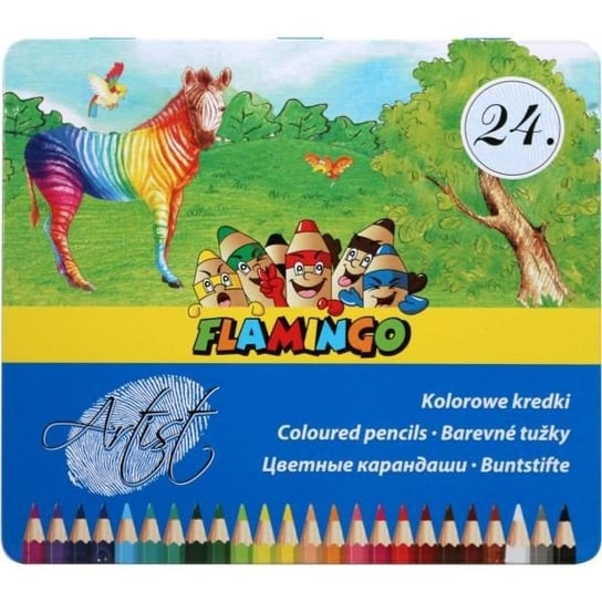 Kredki ołówkowe 24 kolory w metalowym opakowaniu Flamingo Titanum