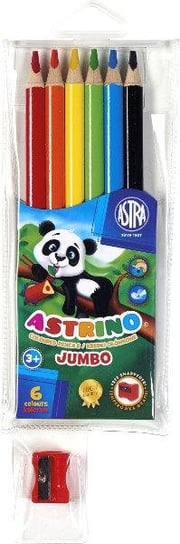 Kredki ołówkowe, Astrino, trójkątne, 6 kolorów + temperówka Astra