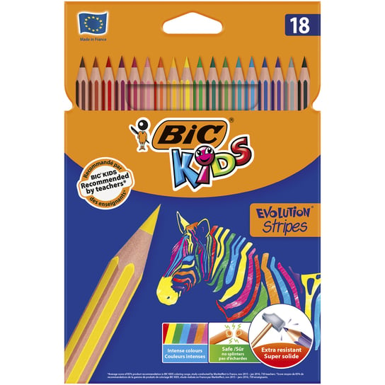 Kredki ołówkowe, BIC Evolution Stripes, 18 kolorów BIC