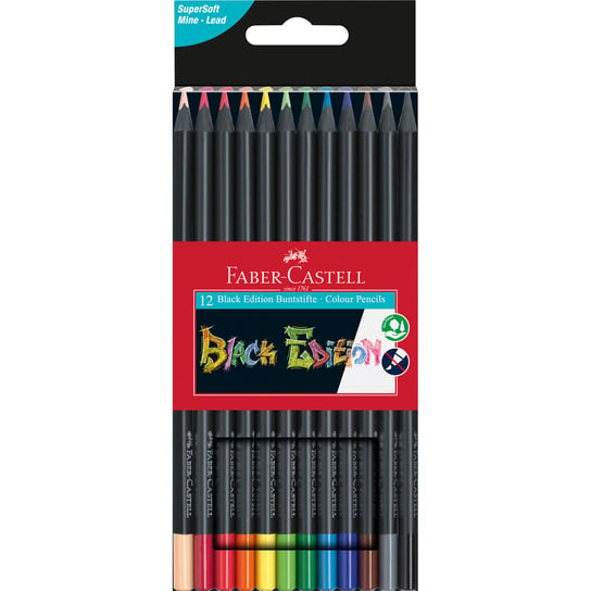 Kredki ołówkowe, Black Edition, 12 kolorów, Faber-Castell Faber-Castell