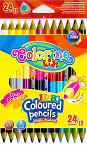 Kredki ołówkowe, dwukolorowe jumbo, 24 kolory Colorino