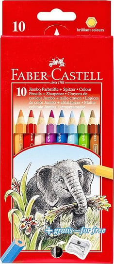 Kredki ołówkowe Jumbo, 10 kolorów + temperówka Faber-Castell