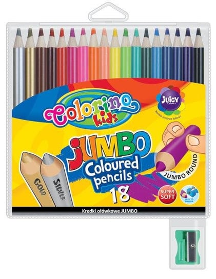 Kredki ołówkowe, Jumbo Colorino Kids, 18 kolorów Patio
