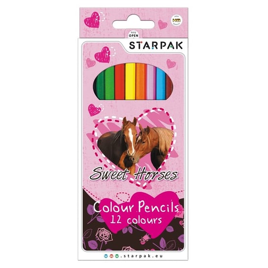 Kredki ołówkowe, Konie, 12 kolorów Starpak