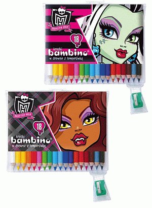 Kredki ołówkowe, Monster High, Bambino, 18 kolorów, mix wzorów St.Majewski