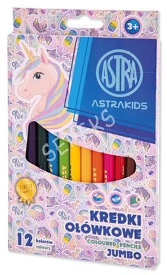 kredki ołówkowe okrągłe jumbo astrakids unicorn 12 kolorów ASTRA art-pap
